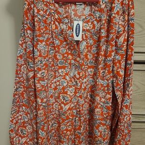 NWT Old Navy Red Flowered Tunic Top